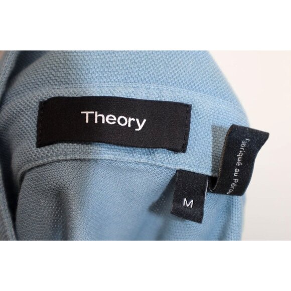 Theory Mens Polo Shirt Blue Size M Cotton Blend Short Sleeve Preppy Casual - Picture 7 of 8